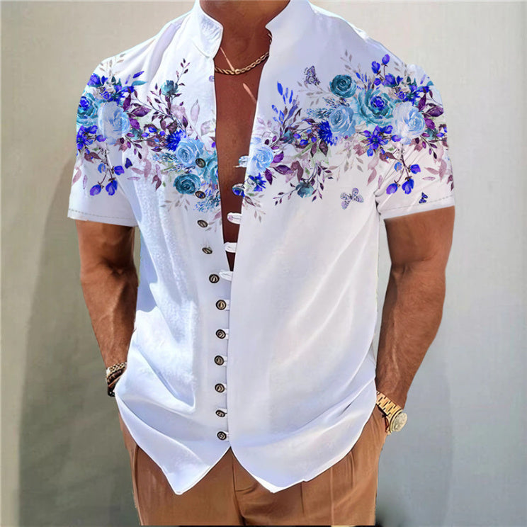 Super comfortable Summer Men's Printed Sleeve Button Shirt - My Store